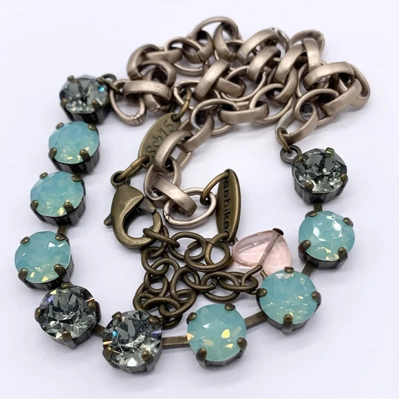 Sabika Blue Green Crystal Necklace - Picture 2 of 3